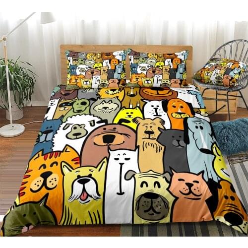 Cartoon Bedding Set Animal Bed Linen Kids Duvet Cover Set Casrtoon Animal Bedding Set Boys Girls Home Textile Microfiber Bed Set