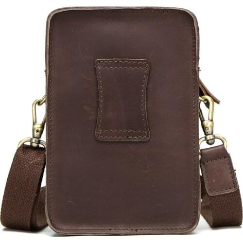 Fashion Genuine Leather Mens Shoulder Crossbody Bag Business Casual Cow Leather Waist Pack Retro Crazy Horse Leather Man Bag