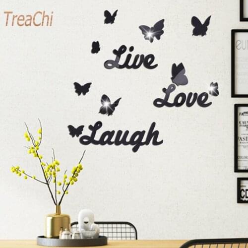 Wall Mirror Stickers Individual Decorative Creative Wall Paste Alphabet Butterfly Mirror Peace Dove Creative Mosaic Wall Plaster