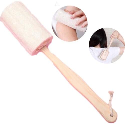 Natural Exfoliating Loofah Back Sponge Scrubber Brush With Long Wooden Handle Stick Holder Body Shower Bath Spa