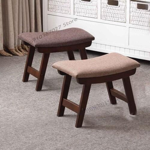 Solid Wood Small Stool Creative Fabric Sofa Stool Home Foot Living Room Bench Shoe Changing Stool Small Chair