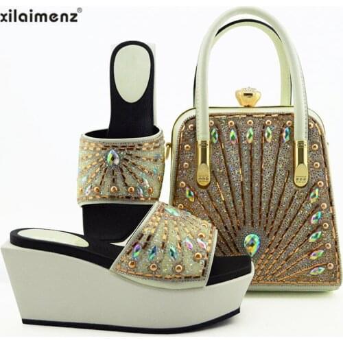 Summer New Coming White Color Italian Shoes and Bags To Match Shoes with Bag Set Matching African Shoe and Bag Set