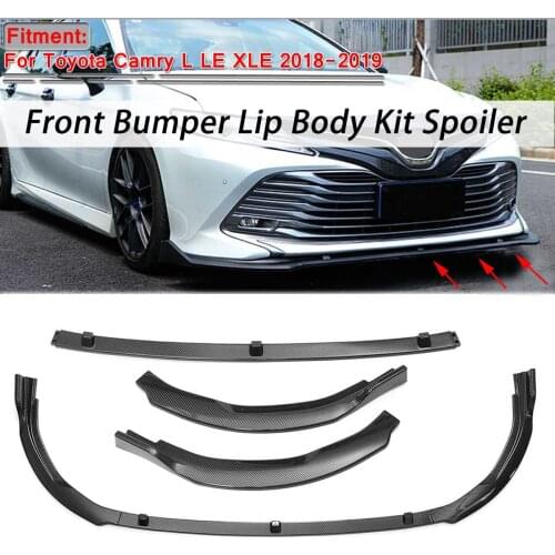 New 3Piece Car Front Bumper Lip Cover Trim Body Kit Spoiler Diffuser Splitter Guard For Toyota For Camry L LE XLE 2018 2019