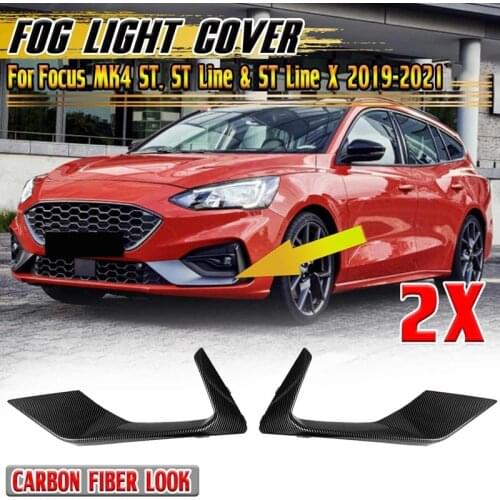 Carbon Fiber Look Car Front Fog Light Cover Fog Lamp Cover Trim for Ford Focus MK4 ST ST Line & ST Line X 2019-2021