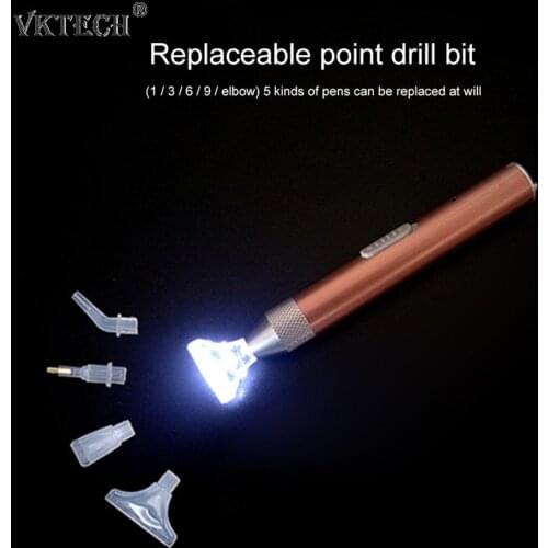 USB Rechargeable Lighting Point Drill Pen with 5 Heads DIY 5D Diamond Painting Tool Diamond Painting Drawing Accessories