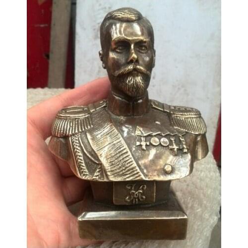 Russian Tsar NICHOLAS II bust The tsar bust statue 5" H bronze statue Crafts Home Furnishing Arts pure copper