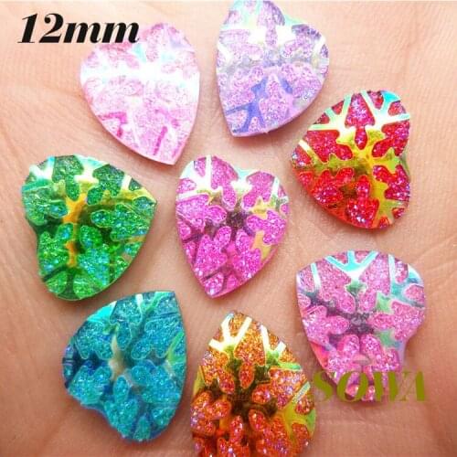 DIY NEW 30PCS Size12mm Mix Color Resin Love Heart flatback Scrapbooking for phone/wedding Decoration