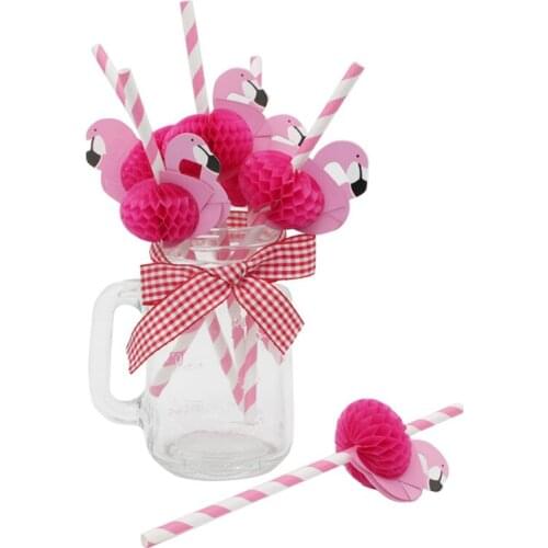 25PCS Mix Color Tropical Umbrella Flamingo Pineapple Cocktail Straws Disposable Juice Drinking Straw Hawaii Beach Party Decor