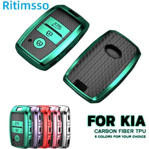 Carbon TPU Car key Cover case For Kia Ceed Rio 5 Sportage 2014 R K2 K3 K4 K5 Sorento Cerato Optima QL R 2015-2018