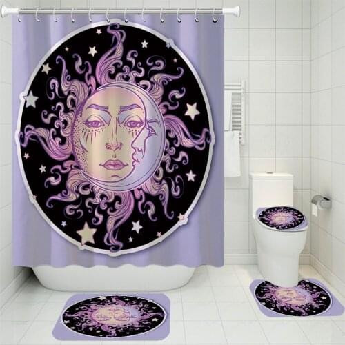 Bohemian Psychedelic 3D Printing Shower Curtains Sets Home Decor Bathroom Set Mandala Tarot Sun Carpet Toilet Mat 3/4 Pcs