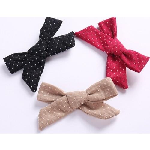 Amazing Linen Fabric Bows Boutique Hair bow Hair Clips Sailor Bows Hair Barrettes Baby Girls Women Hair Accessories Headwear