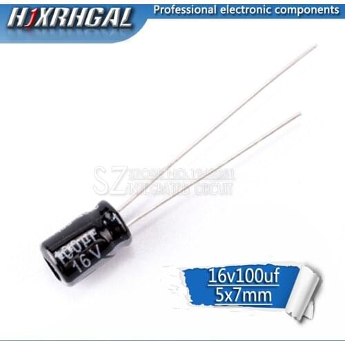 1PCS Higt quality 16V100UF 5*7mm 100UF 16V 5*7 Electrolytic capacitor hjxrhgal