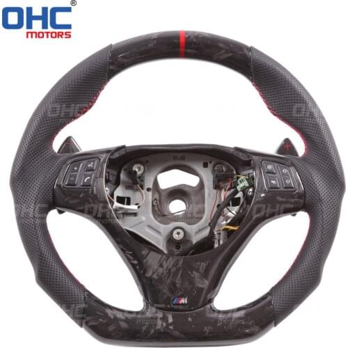 100% Real Forged Carbon Fiber Steering Wheel compatible for E82 E90 E87 E93 E92 3 series 1 Series M Performance