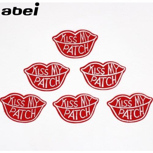 100pcs/lot Embroidery Patch Beverage Lip Letter DIY Crafts Arts Clothing Decoration Sewing Accessory Heat Iron Transfer Sticker