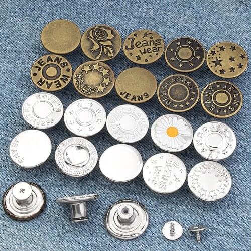 20pc Screw Bronze Buttons for Clothing Jeans Perfect Fit for Waist Adjust Nail-Free Metal Jersey Button w/ Screwdriver Wholesale