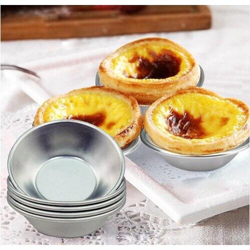 200pcs Egg Tart Aluminum Cupcake Cake Cookie Mold Lined Mould Tin Baking Tool Ping Round Tart Mold Aluminum