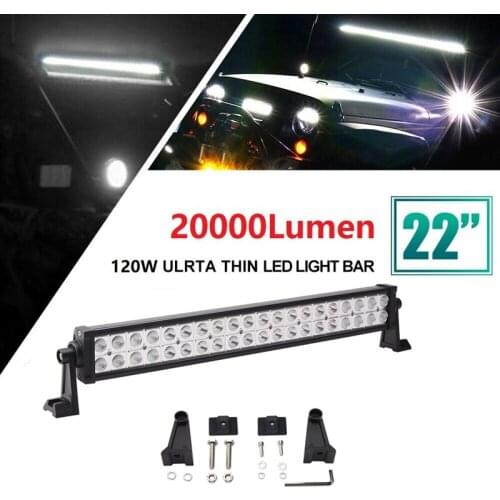 22 Inch 120W LED Work Light Bar 6000K Spot Offroad Pickup Bumper SUV UTE ATV