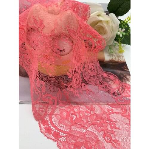 3y/lot 16.5cm Width Floral Elastic Stretch Lace Trims Peach For Clothing Accessories Dress Sewing Applique Costume Lace Fabric