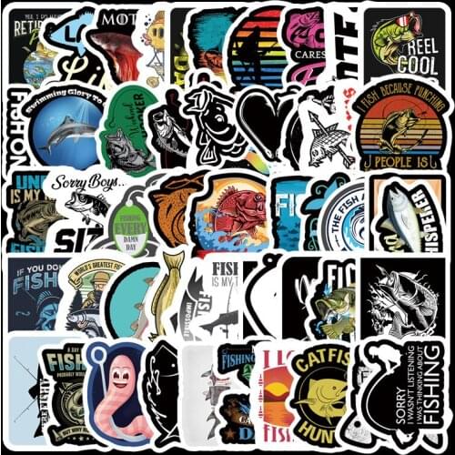 52PCS Funny Fisherman Go Fishing stickers For laptop suitcase Freezer Vinyl Car-styling DIY decoration Decals Car Sticker