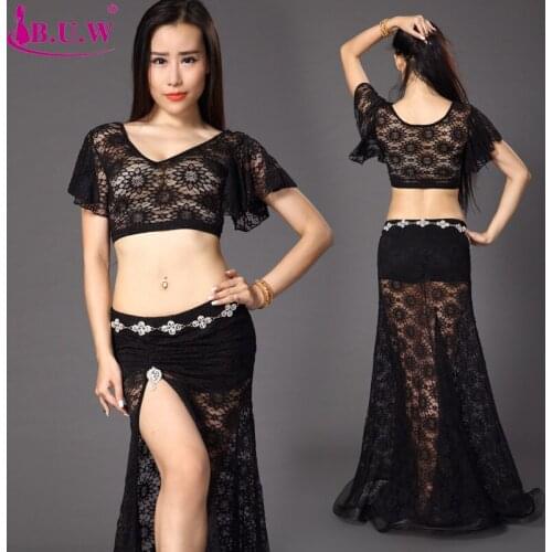 Bellydance Real Dance Costumes Costume Sale Women Cotton New 2017 Professional Square Suit Tops+skirt With Safety Pants Set