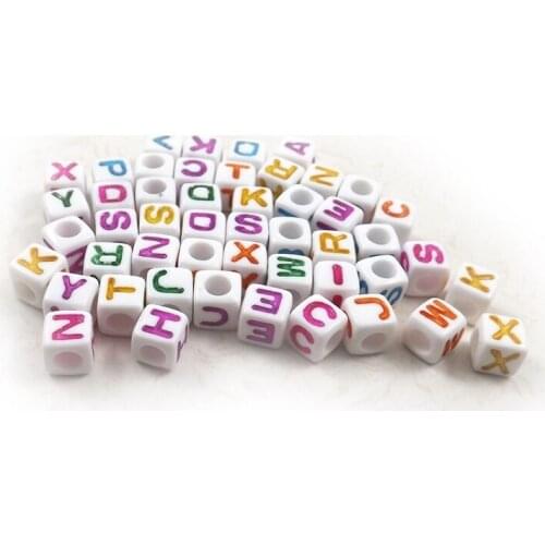 White Cubic Alphabet Beads 7x7x7mm Mixed Color Letters Acrylic Beads For DIY 1000pcs/lot Free Shipping