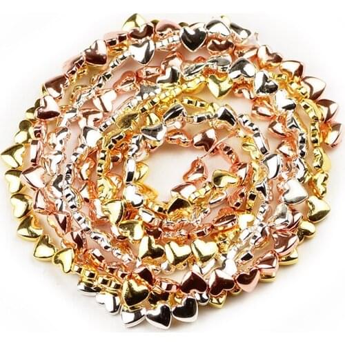 YHBZRET 6*5mm Gold Silvers Heart Shape Hematite Natural Stone Charms loose Spacer Beads For Jewelry Making Diy Bracelet Necklace