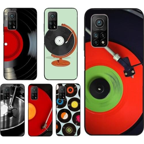 Black Vinyl Record Player Phone Cover For Xiaomi Mi 11 Lite Ultra 9T 10T Pro Note 10 POCO F3 F2 M3 X3 NFC Pro Case