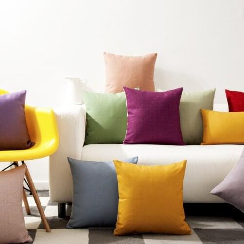 Home Decorative Solid Pillow Cover Rainbow Yellow Green Blue Purple Pillow Cushion Cover christmas pillow case