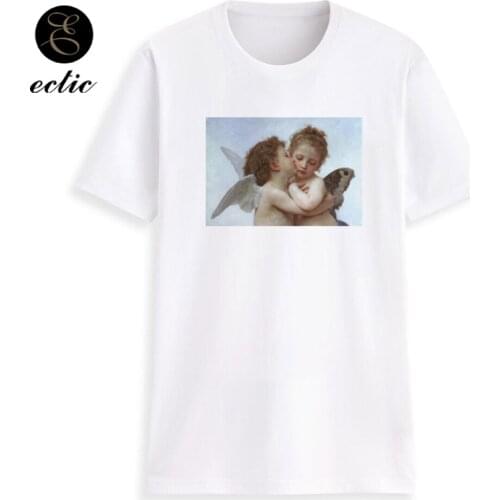 Cotton White T Shirt Angel Tshirt Vetement Femme 2021 Casual Women T-Shirts Cute 3d Printed Clothes Pink Ulzzang Fashion