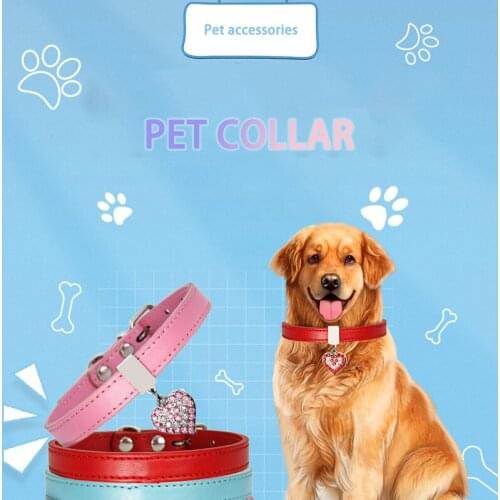 Exquisite Bling Crystal Dog Collar Heart shape Diamond Puppy Pet Shiny Full Rhinestone Necklace Collar for Pet Cat Dog