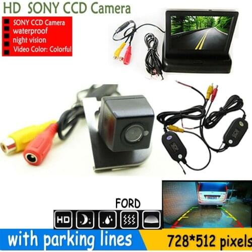 FUWAYDA WIRELESS CCD HD Car Rear View Camera With 4.3 inch Car Rear view Mirror Monitor For for 2012 Ford Focus Hatchback/Sedan