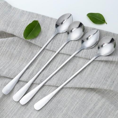 Stainless Steel Coffee Spoon Long Handle Ice Cream Dessert Tea Spoon For Picnic Drinkware Tableware Kitchen Accessories