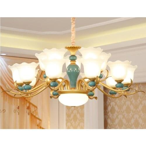 European style chandelier LED atmosphere living room dining room simple European crystal lighting simple modern bedroom ceramic