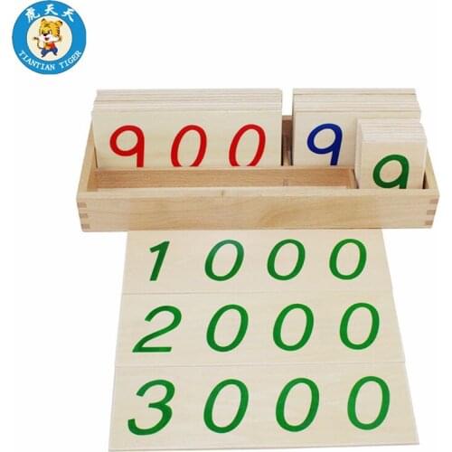 Montessori Mathematics Learning Education Game Teaching Materials Large Wooden Number Cards With Box (1-3000)