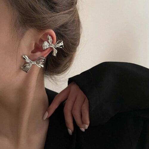 Fashion Bow Rhinestone Earrings for Women Girl Romantic Luxurious Exaggeration Temperament Shiny Jewelry Punk Party Gift New