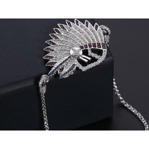 Fashion 925 Silver Jewelry Indian Head Chain Silver Link Women Bracelet For Gift