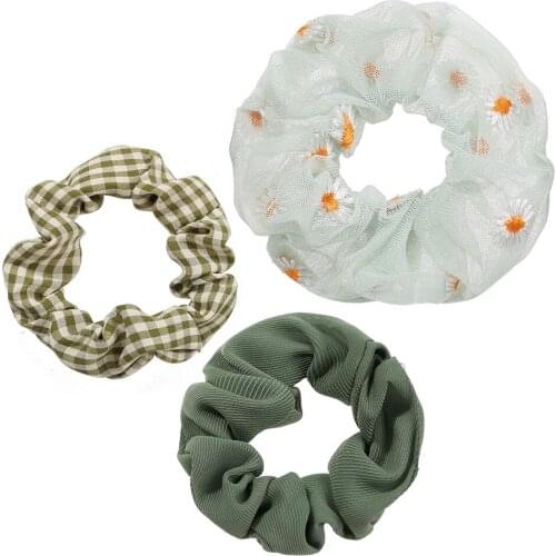 BALANBIU Fashion Jewelry Vintage French Circle Floral Plaid Hair Circle Ins Girl Hair Rope Net For Women Hairband