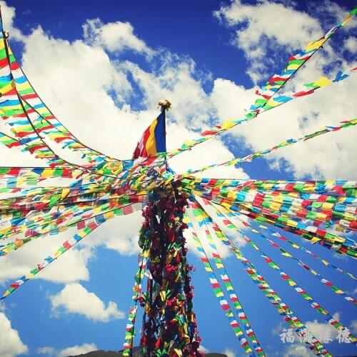 Alokhe Prayer Flag Silk Wind Horse Flags Deva Premal Five Colors Banner 7meters 20 Pieces/string Aspicious Lung Ta Flags