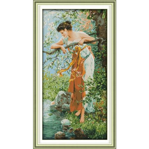 The charm of spring cross stitch kit people 18ct 14ct 11ct count print canvas stitches embroidery DIY handmade needlework