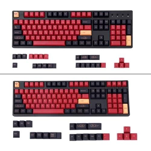 129 Keys PBT Keycap Set Dye-Subbed Cherry Profile Red Samurai Personalized ISO Keycap for cherry MX Switch TKL87 108