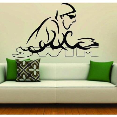 Swim Sticker Logo Name Swimmer Decal Swimming Posters Vinyl Wall Decals Pegatina Quadro Parede Decor Mural Swim Sticker