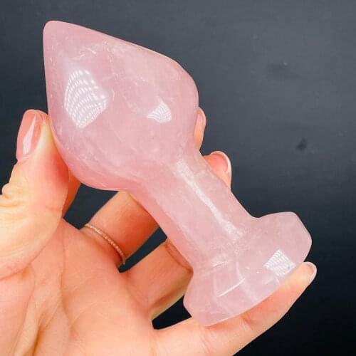 Natural Pink Rose Quartz Crystal Massage Wand Gemstone Yoni for Women Health Smooth Polished Healing Stone