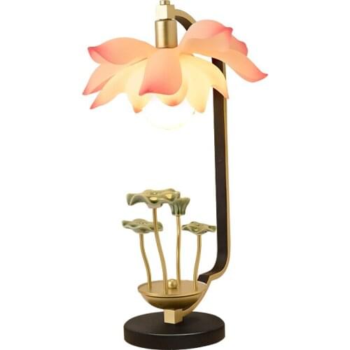 TT Creative New Chinese Style Table Lamp Special Decoration Bedside Lamp Warm Lotus Zen Lamp