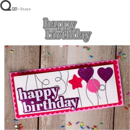 New Happy Birthday Cutting Dies Stamps Dies Scrapbooking Mold Cut Handmade Tools DIY Greeting Card Craft Decoration Metal Dies