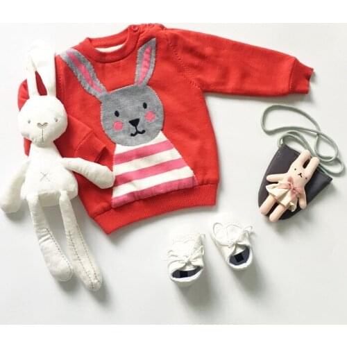Tonytaobaby New Winter Clothes Girls Childrens Wear New Years Christmas Red Rabbit Thick Sweater Toddler Girl Winter Clothes