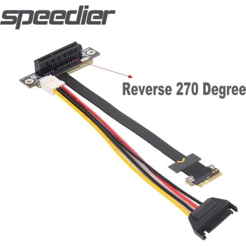 PCI Express Riser M.2 WiFi A+E.Key To PCIe x4 Extension Cable With 4P Sata Power 270 Degree Reverse Vertical GPU Extender Wire