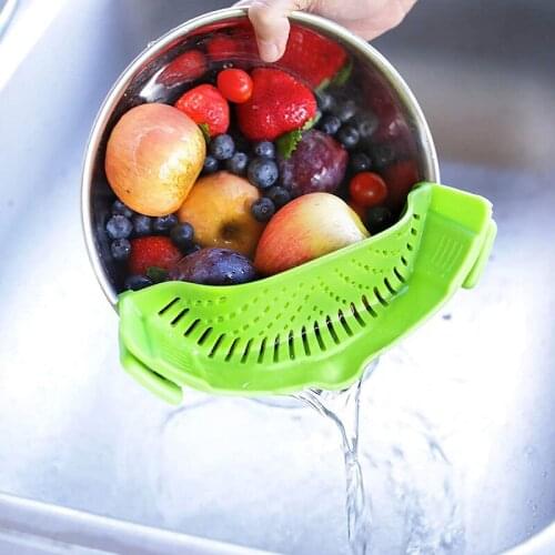 Plastic Drain Basket Pot Side Drainer Washing Filter Sieve Basket Wash Rice Filter Leakproof Baffle Kitchen Gadget