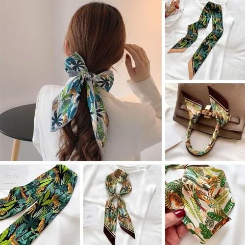 Summer Animal Women Headband For Hair Bands Silk Headscarf Girls Ribbon Print Handkerchief Fashion Accessories 2021 Bandana