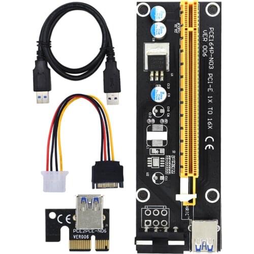 PCIe Riser Card VER 006 PCI-E Express 1X 2X 4X 8X 16X Adapter Extender GPU Extension Card for Miner Mining 15-Pin to 4 Pin