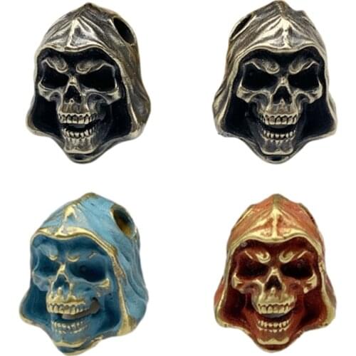 Hand-Casted Paracord Bead Lanyard Bead Grim reaper Brass Charms EDC Accessories for Keychain Pendant,Knife Lanyard